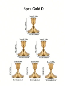6pcs Metal Gold Color High Quality Taper Candlestick,The Golden Metal Material Is Very , Suitable For Romantic Wedding Essentials, Exquisite Dinner Party Decorations, Living Room Decor, And Is A Must-Have For Occasions, Holidays, And Leisure Moments.,Gifts - View 8