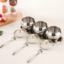 Juego de frascos de acero inoxidable para condimentos con cucharas, adecuado para almacenamiento doméstico de sal, pimienta, chile en polvo, condimentos secos, utensilios de cocina - Multicolor - Ver 5