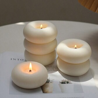 1 件手工甜甜圈蜡烛、节日装饰、创意手工艺礼物、香薰蜡烛装饰、生日礼物、可爱装饰、摄影道具、情人节礼物、母亲节礼物、创意装饰、异形蜡烛、家居装饰、餐桌装饰、圣诞装饰