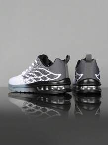 Stylish Lace-Up Sneakers - Fashion Sneakers With Breathable Knitted Upper, Lightweight And Casual Design, Ideal For Low-Top Sports, Running, And Outdoor Activities - 黑與白 - 查看 8
