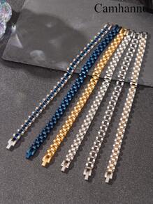 Camhanno 1 件简约、时尚、优雅的不锈钢两种尺寸可选 7 种不同款式的表带手链，独特时尚，展现个性化，适合度假、日常生活和节日佩戴，可作为送给男朋友/父亲的礼物 - 彩色 - 查看 11