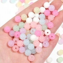 Mărgele rotunde acrilice cu găuri mari, 20/50/100/200/500 buc/pachet, potrivite pentru lanț de telefon DIY, brățară, accesorii pentru bijuterii - Multicolor - Vizualizare 5