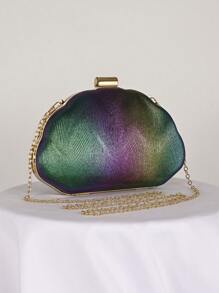 贝壳设计 PU 皮革盒形晚宴包、宴会包、礼服包、舞会手拿包，带链条