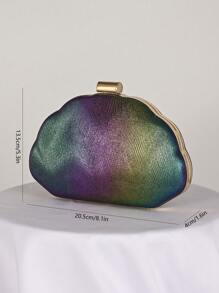 贝壳设计 PU 皮革盒形晚宴包、宴会包、礼服包、舞会手拿包，带链条