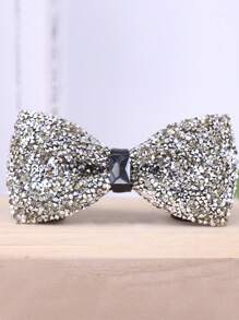 1pc Bow Tie With Crystal & Rhinestone Decor For Men, Wedding, Party, Banquet Accessories