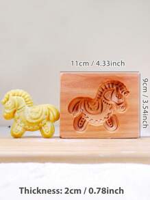 Cippes 1個木製動物圖案餅乾模具，適合聖誕烘焙，3D雕刻壓紋餅乾模具，圖案包括魚、鳥、熊、羊、虎、馬、松鼠、天鵝 - 杏色 - 查看 19