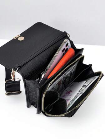 MINGYOU Nouveau portefeuille de messager mode, broderie douce à double fermeture éclair multifonction, grand sac de téléphone portable. Sac de messager mignon et élégant pour femmes jeunes et étudiantes. Convient pour le shopping, les rencontres et les cadeaux.