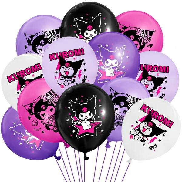 Sanrio 6/12 peças Sanrio Kuromi Balões Kawaii Anime Desenho Animado Bonito Festa de Aniversário Balões de Látex Decoração Suprimentos Atacado Volta às Aulas Dia dos Namorados
