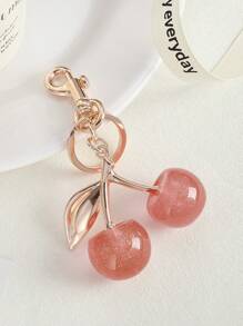 1pc Fashion Cherry Shaped Luxury Key Chain Keyring With Glitter Crystal Fruit Pendant For Women Valentine's Day Car Accessories Bag Charm School Fruit Cute Goth Y2k Bag Lanyards With Id Holder Car Accessories Bag Charms Christmas Gift Car Accessories Teacher Friend Sister Gift Ideas - Red - View 9