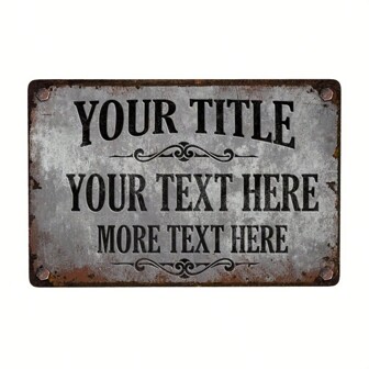 Customized Vintage Style Metal Plaque With Personalized Text - Country Style Metal Wall Decor, Suitable For Home And Business, 8x12 Inches