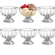 6oz Retro Glass Ice Cream Bowl With Sturdy Base, Suitable For Sundaes, Fruits, Ice Cream, Snacks, Condiments,School Supplies