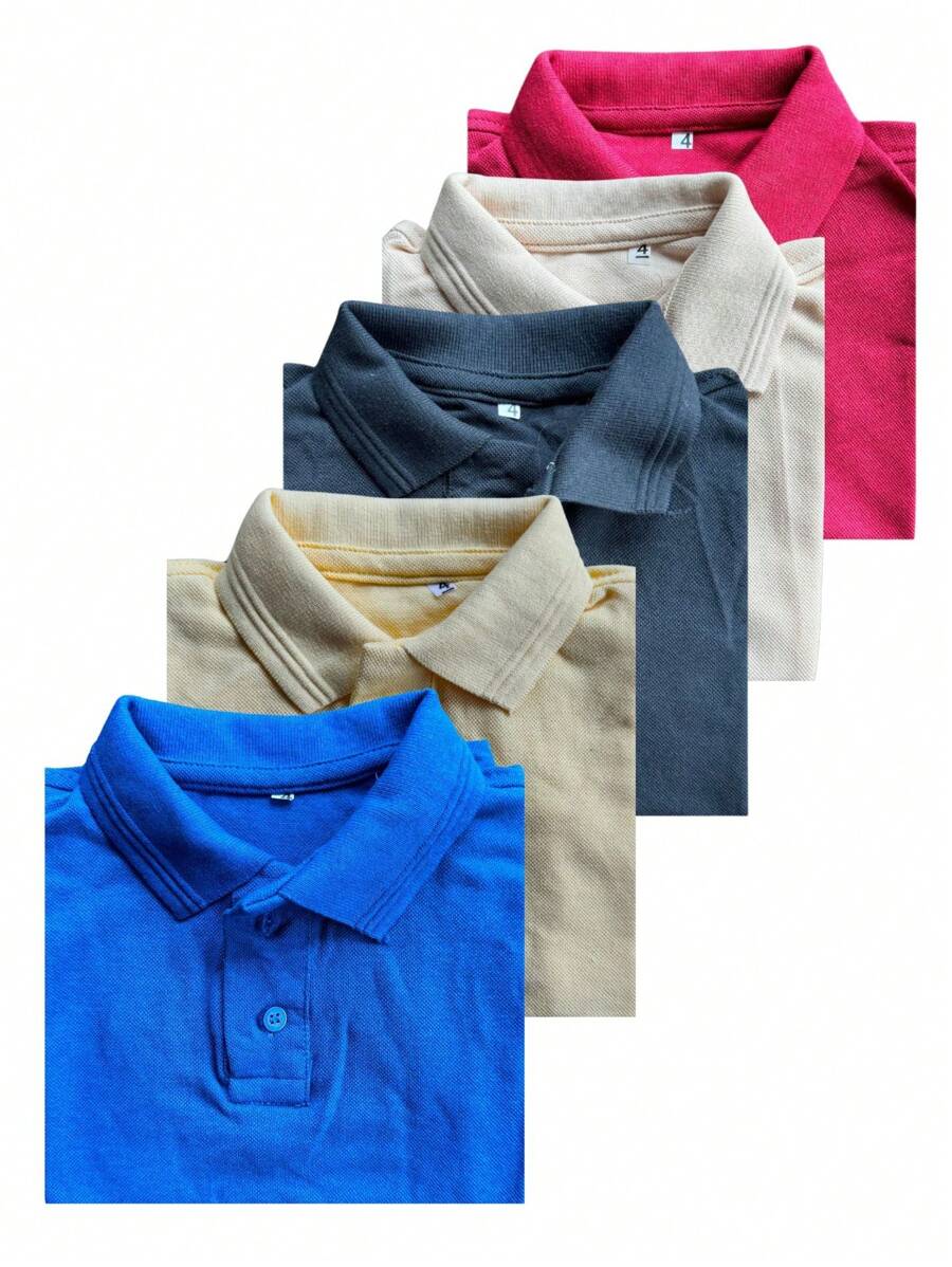 Combo 05 Polo Shirt For Boy, Children, Youth, Premium Cotton Pique, Casual, Varied - 彩色 - 查看 1