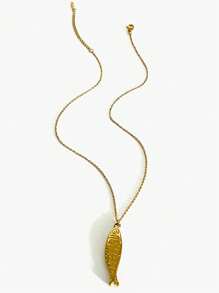 Monlansher 1pc Women's Fashionable Crystal Beaded Necklace With Stainless Steel Spacer Beads And Fish Pendant, Layered Style For Daily Wear