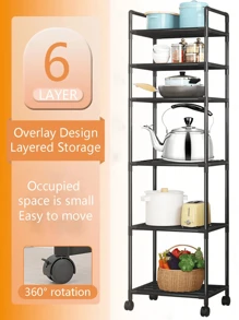 1 件装多层置物架（不含篮子），果蔬收纳架，多功能落地置物架，厨房配件，家居收纳整理用品，书架，情人节浴室装饰 - 彩色 - 查看 8