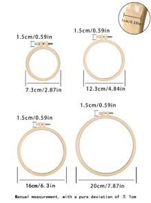 10pcs Bamboo Style Plastic Embroidery Hoops (7.5cm/12cm/16cm/20cm) / Embroidery Hoops / Double Ring Decor Hoops - Apricot - View 5