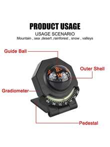Outdoor Vehicle-Mounted High-Precision Compass, Car Mounted Compass, Auto Interior Luminous Slope Multi-Function Compass' - Multicolor - View 9