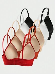 5件套女士舒适无缝条纹无钢圈内衣文胸套装 - 彩色 - 查看 3