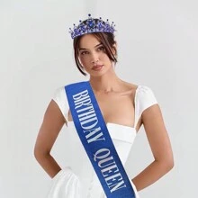 2件套生日女王腰带和水晶头饰，生日派对装饰，女士生日礼物，生日氛围布置，派对装饰 - 多色 - 查看 6