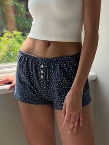 Women's Summer Casual Pajama Shorts Loose Lounge Shorts - 藍色 - 查看 2
