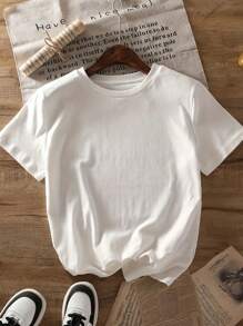 Áo thun cổ tròn in hình nhện hoạt hình, kiểu dáng thoải mái, mềm mại, thích hợp cho mùa hè. - trắng - Xem 3