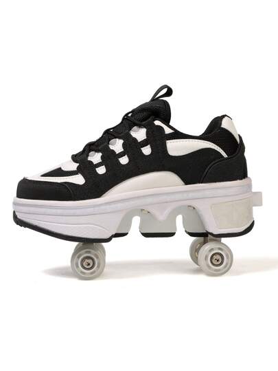 Unisex Shoes Four-Wheeled Skating Shoes For Men And Women With Button Roller Skates Wheel Skates