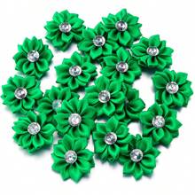 20pcs/Pack 4cm Rhinestone Satin Lotus Flower, Handmade DIY Clothing Shoes Hats Bags Corsages Hairclips, Gift Box Packaging Supplies