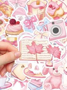 50 张粉色贴纸笔记本电脑手册手机壳吉他滑板装饰贴纸，学校用品，返校 - 彩色 - 查看 2