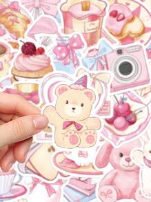 50 张粉色贴纸笔记本电脑手册手机壳吉他滑板装饰贴纸，学校用品，返校 - 彩色 - 查看 5