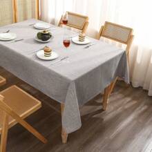 Solid Color Linen-Feel Waterproof Tablecloth, Wrinkle-Resistant, Khaki, Practical For Family Dining, Outdoor Use
