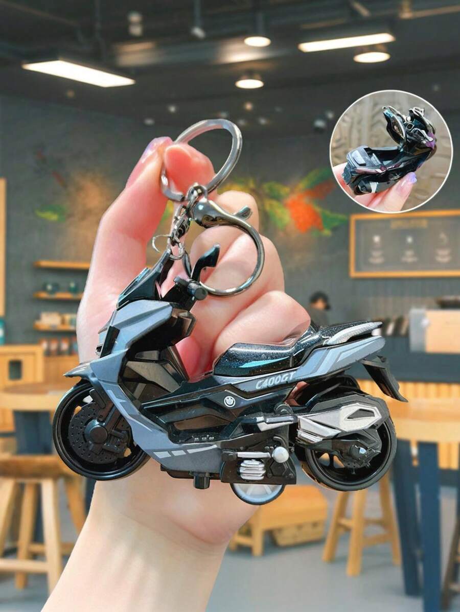 1个时尚酷炫仿真摩托车造型钥匙扣，滑动式设计，适用于汽车钥匙、包包挂饰、情侣款包包吊坠、节日派对、返校季、女士钥匙扣、背包钥匙扣、万圣节配饰、教师节、圣诞节礼物创意、包包配饰、带证件夹的挂绳、汽车配饰、送给朋友或姐妹的礼物