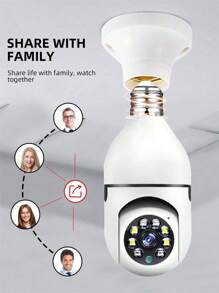 Equipped With Base Bulb Camera, With 1080P High Definition And Optional 4GWIFI Configuration With Auto Tracking, Alarm And Color Night Vision Functions, Floodlight With AI Motion Detection Function And Supports Horizontal Rotation At Home; - White - View 2