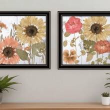 Set Of Two Earth To Petals 1 Black Framed Print Wall Art - 彩色 - 查看 1