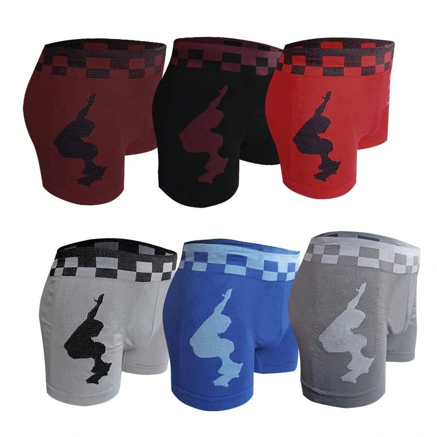 6 Piezas Boxer Caballero Tela Suave diseño puede variar - Multicolor - Ver 1