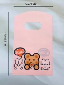 50个卡通风格小礼品袋，适合用作耳环、发饰和其他小物件的包装袋，非常适合精品店促销和礼品包装。迷你塑料礼品袋带提手，适用于派对、珠宝和礼品包装。也非常适合用作复活节礼品袋、复活节糖果袋等。散装复活节糖果袋、小型塑料复活节袋、复活节派对零食袋、复活节兔子礼品袋、塑料复活节派对零食袋，适用于派对回礼、婚礼和生日。