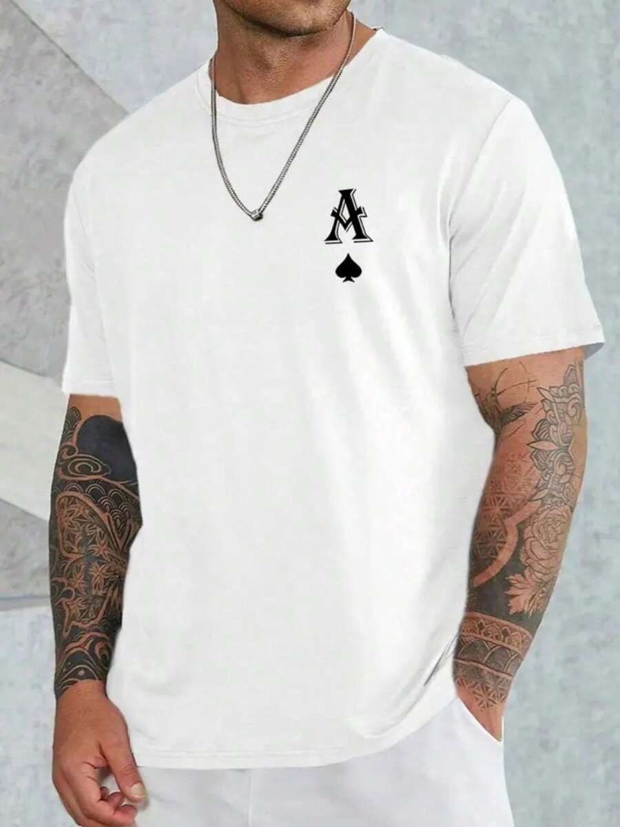Men's T-Shirt Blouse With Swords Shirt Cotton Mesh Premium Comfortable - 白色 - 查看 1