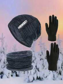 3pcs/Set Unisex Knitted Hat, Balaclava, Neckwarmer And Gloves Set, Autumn/Winter Windproof Warm Accessories