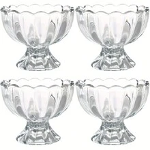 6oz Retro Glass Ice Cream Bowl With Sturdy Base, Suitable For Sundaes, Fruits, Ice Cream, Snacks, Condiments,School Supplies