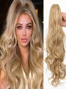 Drawstring Ponytail Extension, 18 Inch Long Wavy Ponytail Hair Extensions For Women Synthetic Clip In Pony Tails Hairpieces Girls Daily Party Halloween - Multicolor - View 8