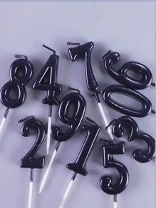 1pc 0-9 Black Mini Number Birthday Candles For Cake, Party Baking And Photo Decoration - Black - View 6