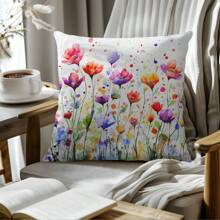 1 Stück 17,7*17,7 Zoll (45*45 cm)/19,69*19,69 Zoll (50*50 cm)/15,75*15,75 Zoll (40*40 cm) Tintendruck Blumenmuster Polyester Kissenbezug [einseitig Muster], Heimdekoration Kissenbezug für Bett, Sofa, Auto, geeignet für täglichen Gebrauch oder hochwertige minimalistische Selbstnutzung, Wohnzimmer, Schlafzimmer [ohne Kissenfüllung] - Verschiedenfarbig - Übersicht 9