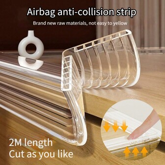 2米长PVC防撞条，透明，高颜值气囊防撞块，餐桌，茶几，学习桌，书桌等家居保护，自带背胶，安装简便，可自由切割（安装流程：1.清洁无尘 2.粘贴后轻轻按压 3.静置24小时，请勿触摸或移动）