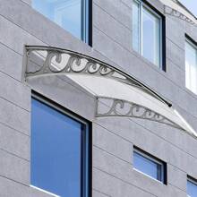 Canopy For Front Door, Canopy Front Door Made Of Aluminum And Polycarbonate, Transparent Arched Canopy, Arched Canopy, Gray - 80*120 cm - 查看 2