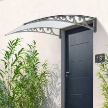 Canopy For Front Door, Canopy Front Door Made Of Aluminum And Polycarbonate, Transparent Arched Canopy, Arched Canopy, Gray - 80*120 cm - 查看 5