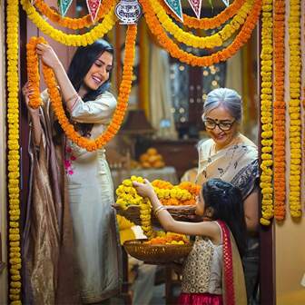 万寿菊花环人造花串悬挂工艺品传统 DIY 花环亡灵节派对装饰拉玛、情人节、礼物拉玛