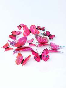 12/24/36pcs 3D Butterfly Stickers, PVC Realistic Butterfly Decor, Modern 3D Room Decor Creative Butterfly Stickers, 3D Colorful Double-Layer Wings PVC Realistic Butterfly, Artificial Butterfly Wall Stickers, Home Decor, Cute Cake Decor, Party Supplies, Holiday Party Creative Butterfly Stickers - Multicolor - View 23