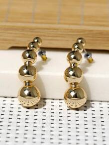 1 Pair Fashion Sexy Beaded Stud Earrings, Solid Color Geometric Ball Earrings Suitable For Women's Daily Wear, Party, Travel - Earrings - View 4