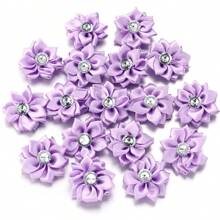 20pcs/Pack 4cm Rhinestone Satin Lotus Flower, Handmade DIY Clothing Shoes Hats Bags Corsages Hairclips, Gift Box Packaging Supplies