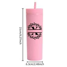 1pc Customized Name Initials A-Z Printed 16oz Plastic Water Bottle, 3 Color Options, Customized Name Tumbler Cup For Beverages, Flat Bottom Milk/Coffee Mug, Travel Accessory, Festival/Wedding Party Gift