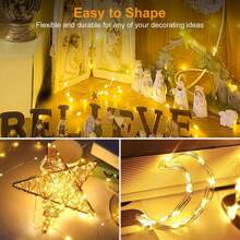 2 Packs Fairy Lamp Battery Powered String Lamp 12m 100 LED Mason Can Lamp Silver Wire Lamp Firefly DIY Party Wedding Christmas Valentine's Day Decoration (Warm White)