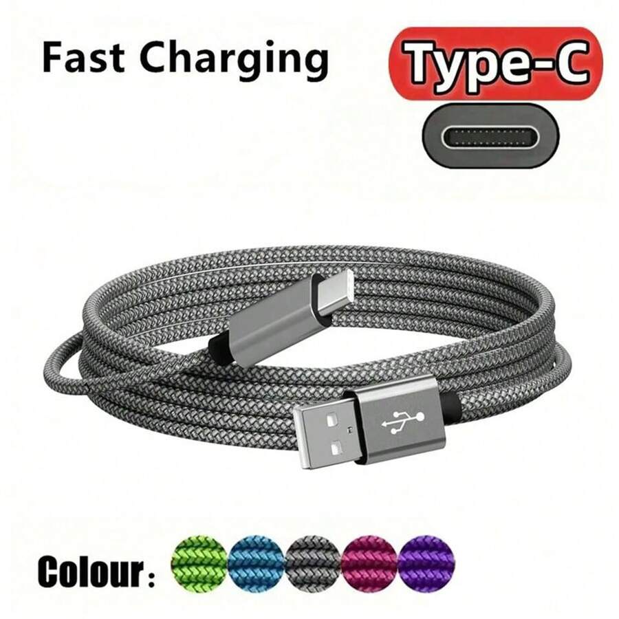 1 Stück 60W USB-C Ladekabel, 3.3ft/6.6ft/10ft Nylon geflochtenes USB-A auf USB-C Schnellladekabel, kompatibel mit Samsung Galaxy S24/S23 Ultra/S23/S23+/S22/S22 Ultra/S22+/S21 Ultra/S20 Ultra/Note 20/Note 10/Z Fold 3/4/5, kompatibel mit iPhone 16/16 Pro Max/15/15 Plus/15 Pro/15 Pro Max, Typ-C - Grau - Übersicht 1